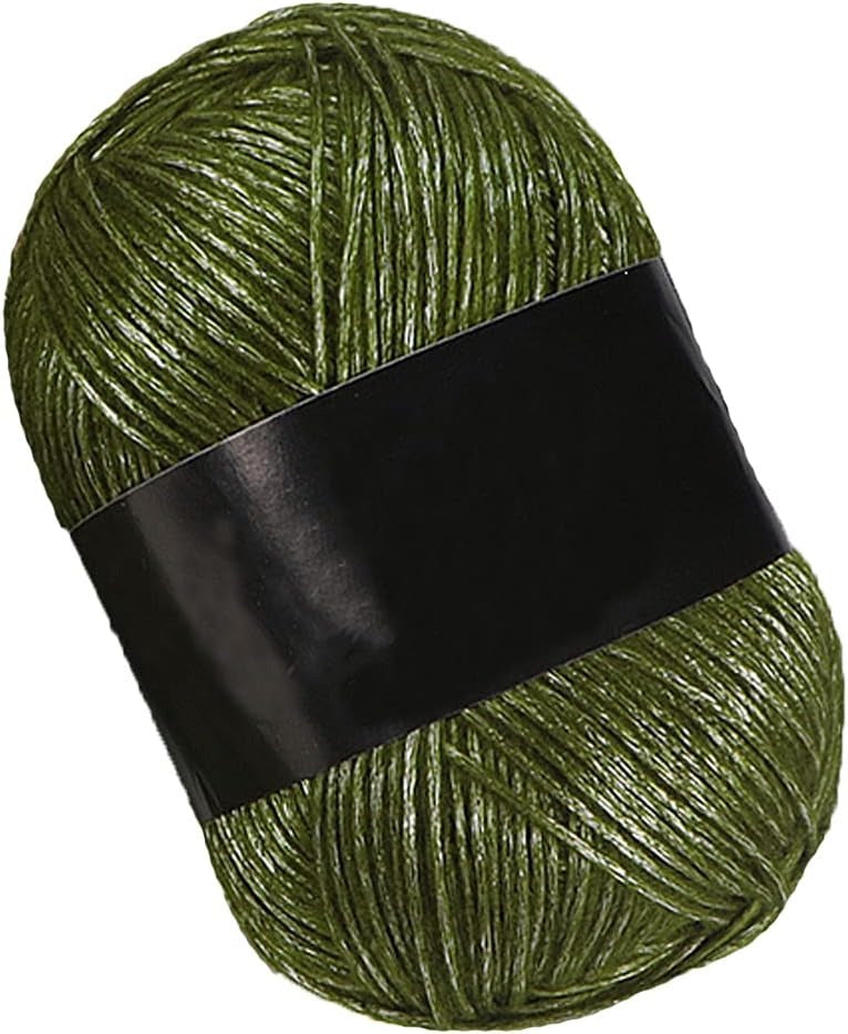 Ovillo de lana metalizada verde olivo – hilo brillante para manualidades