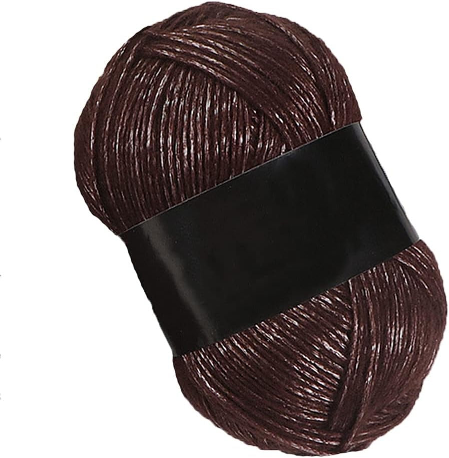 Ovillo de lana metalizada cafe – hilo brillante para manualidades