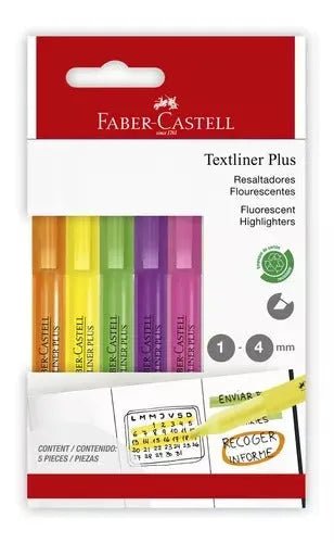 Faber - Castell 5 Destacadores Textliner Plus Neón - Baúl de Ayün