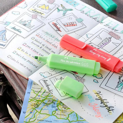 Faber Castell Set 4 Destacadores TL 46 Pastel Edición Viajes - Baúl de Ayün