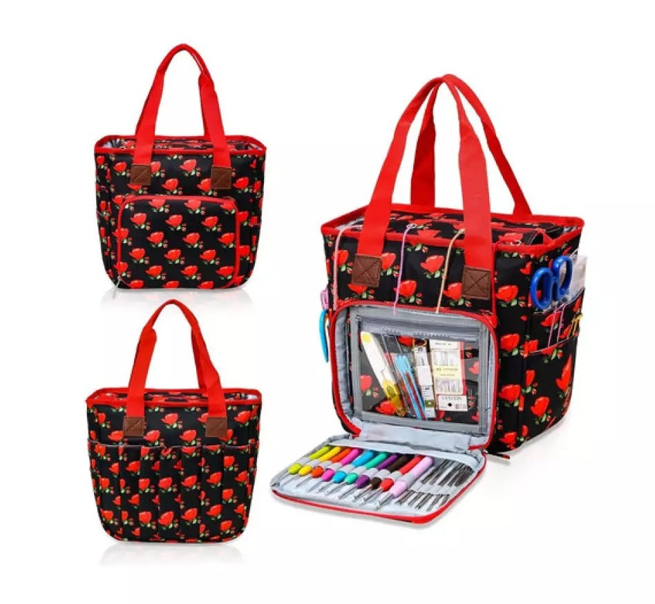 Bolso Porta Tejidos Lana Palillos Crochet Tipo Cartera