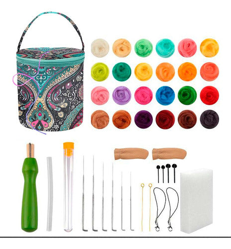 Set de lana fieltro con bolsito organizador