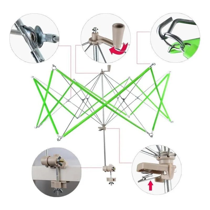 Madejero De Lana Tipo Paraguas Metalico Madejera Verde - Baúl de Ayün