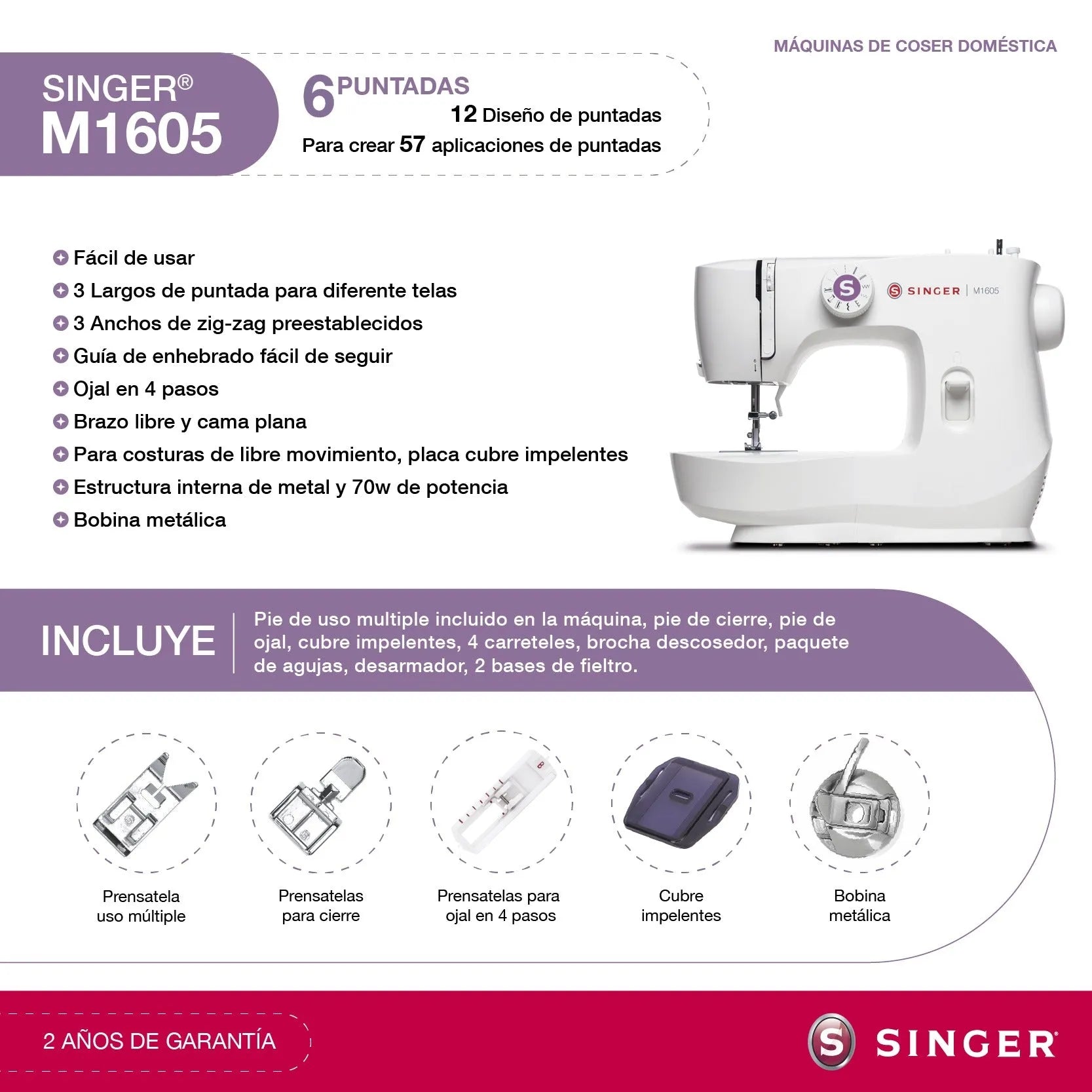 Máquina de Coser Singer M1605 - Baúl de Ayün