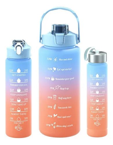 Pack 3 Botellas De Agua Deportiva Botella Motivacional - Baúl de Ayün