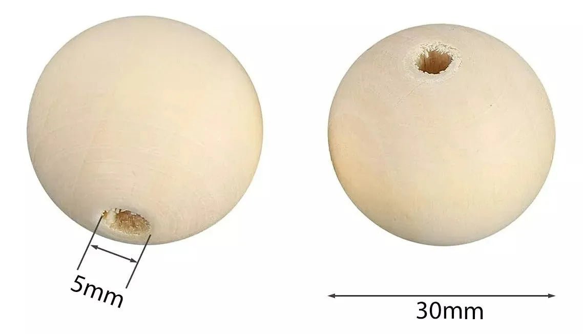 Pack 50 Cuentas De Madera Color Natural Para Macramé - 30mm/25mm/20mm - Baúl de Ayün