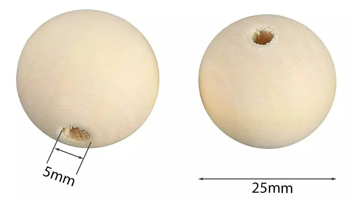 Pack 50 Cuentas De Madera Color Natural Para Macramé - 30mm/25mm/20mm - Baúl de Ayün