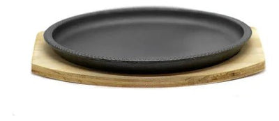Plancha Plato De Hierro Fundido 21cm Con Base Madera - Baúl de Ayün