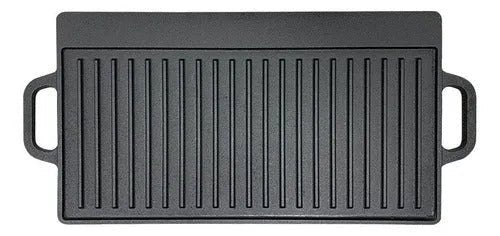 Plancha Reversible Churrasquera De Hierro Fundido 50x24cm - Baúl de Ayün
