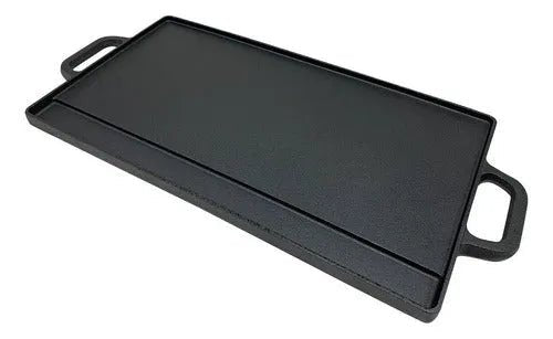 Plancha Reversible Churrasquera De Hierro Fundido 50x24cm - Baúl de Ayün