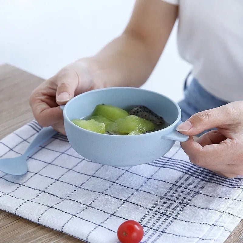 Plato Bowl + Cuchara De Fibra De Bambú Para Bebé Ecofriendly - Baúl de Ayün