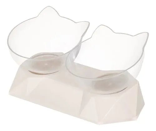 Plato Doble Para Mascotas Con Forma De Gato - 3 Colores - Baúl de Ayün