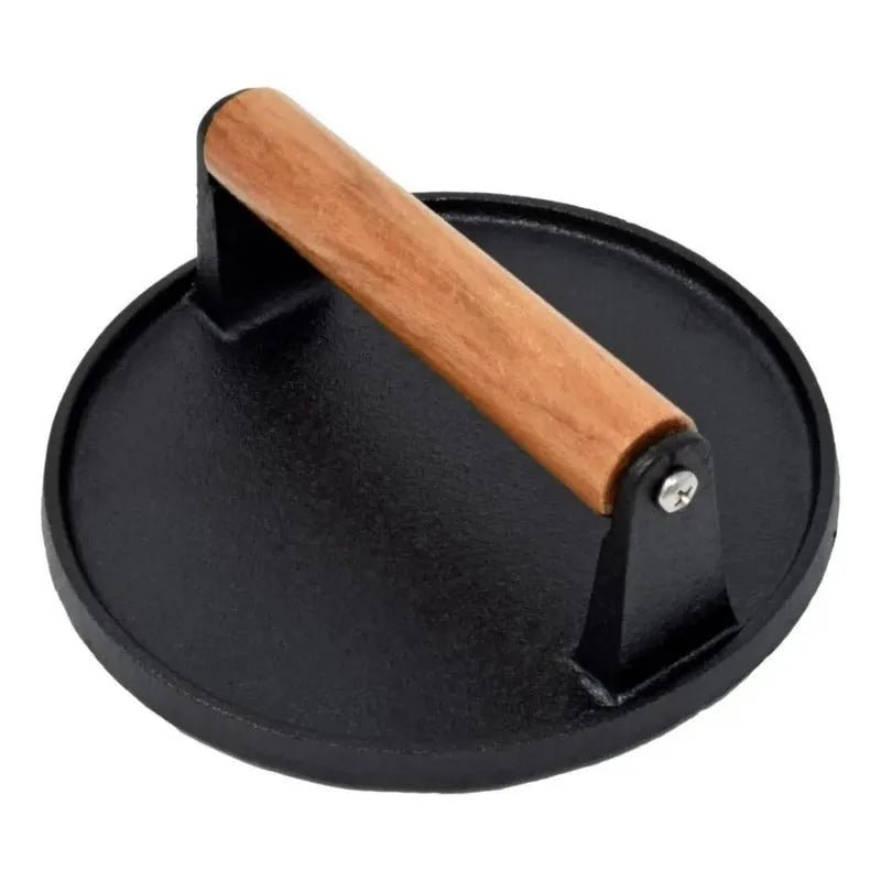 Prensa De Hierro Fundido Para Hamburguesas Carnes 18cm Smash - Baúl de Ayün