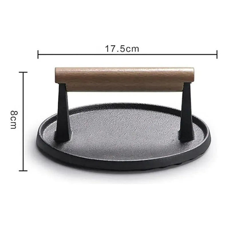 Prensa De Hierro Fundido Para Hamburguesas Carnes 18cm Smash - Baúl de Ayün