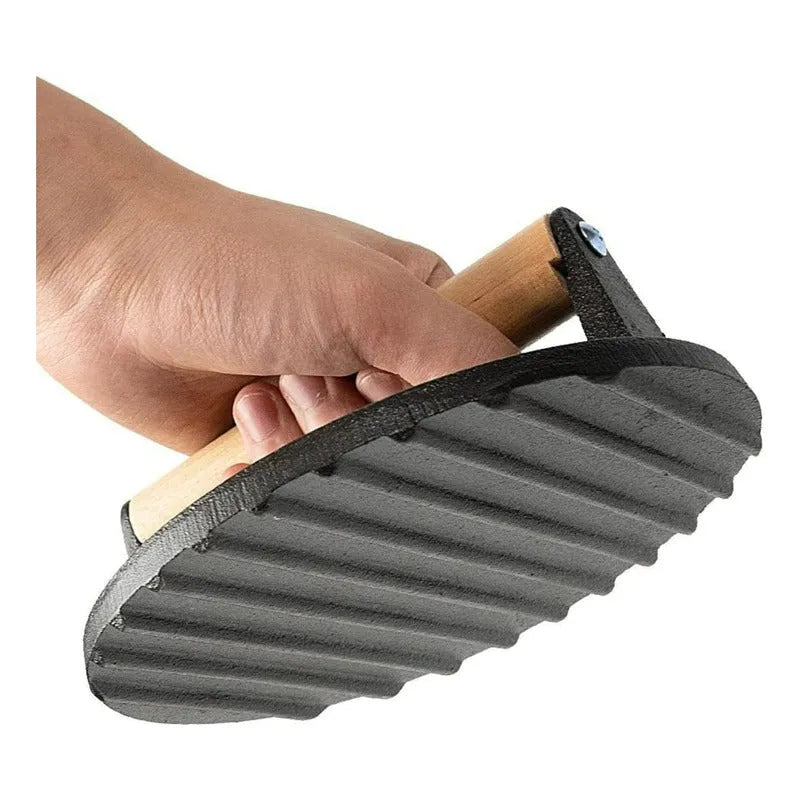 Prensa De Hierro Fundido Para Hamburguesas Carnes 18cm Smash - Baúl de Ayün