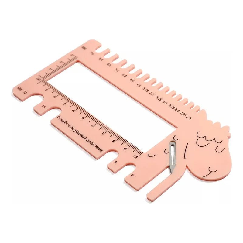 Regla Y Medidor De Palillos Para Tejer - Diseño Oveja - Baúl de Ayün