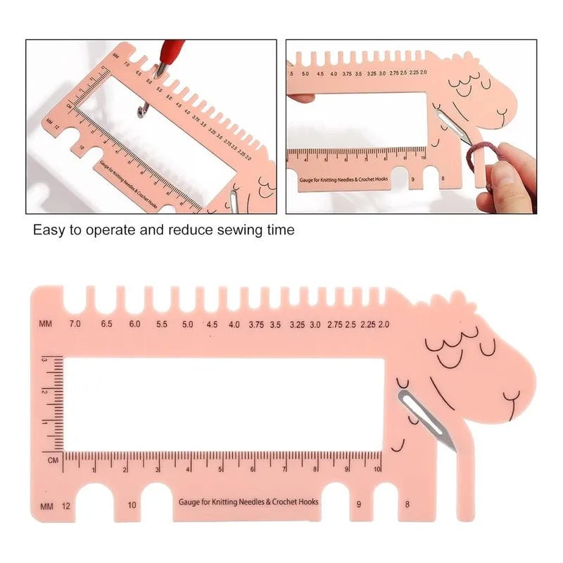 Regla Y Medidor De Palillos Para Tejer - Diseño Oveja - Baúl de Ayün