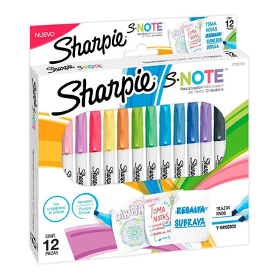 Set 12 Destacadores Sharpie S - Note colores pasteles - Baúl de Ayün