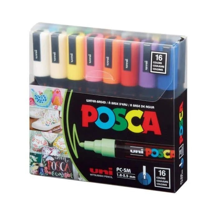 POSCA 5M – set de 16 marcadores punta media colores surtidos