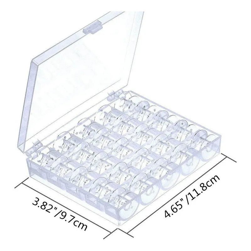 Set 25 Carretes O Bobinas Plástico Para Maquina De Coser + Caja - Baúl de Ayün