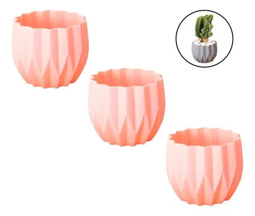 Set 3 Maceteros Decorativo De Plastico Estilo Moderno Cactus - Baúl de Ayün