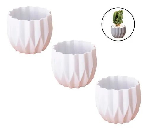 Set 3 Maceteros Decorativo De Plastico Estilo Moderno Cactus - Baúl de Ayün