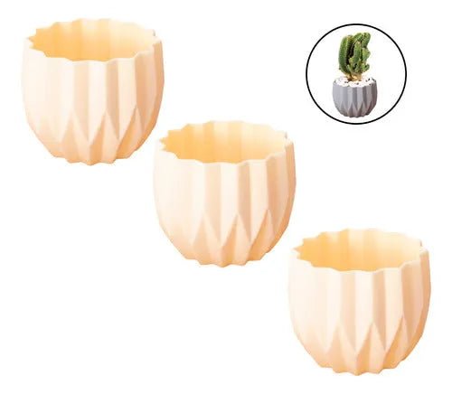 Set 3 Maceteros Decorativo De Plastico Estilo Moderno Cactus - Baúl de Ayün