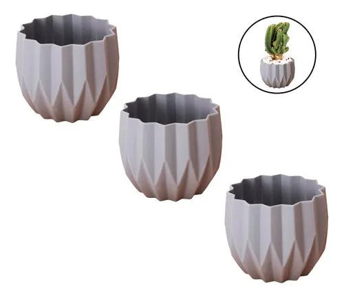 Set 3 Maceteros Decorativo De Plastico Estilo Moderno Cactus - Baúl de Ayün