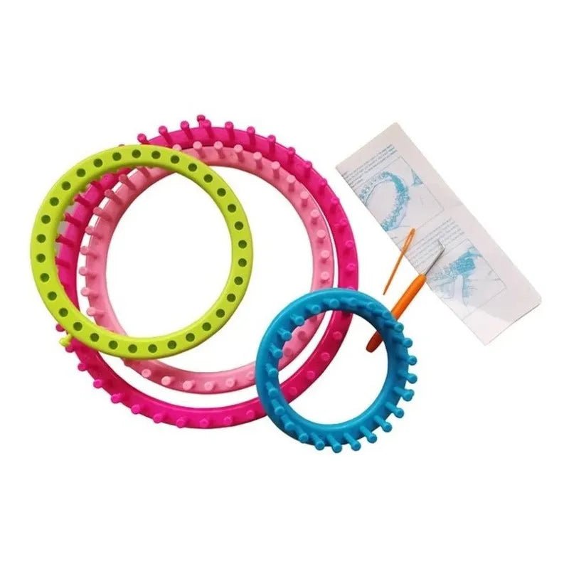 Set 4 Telares Circulares Con Aguja Y Ganchillo + Pomponeras - Baúl de Ayün