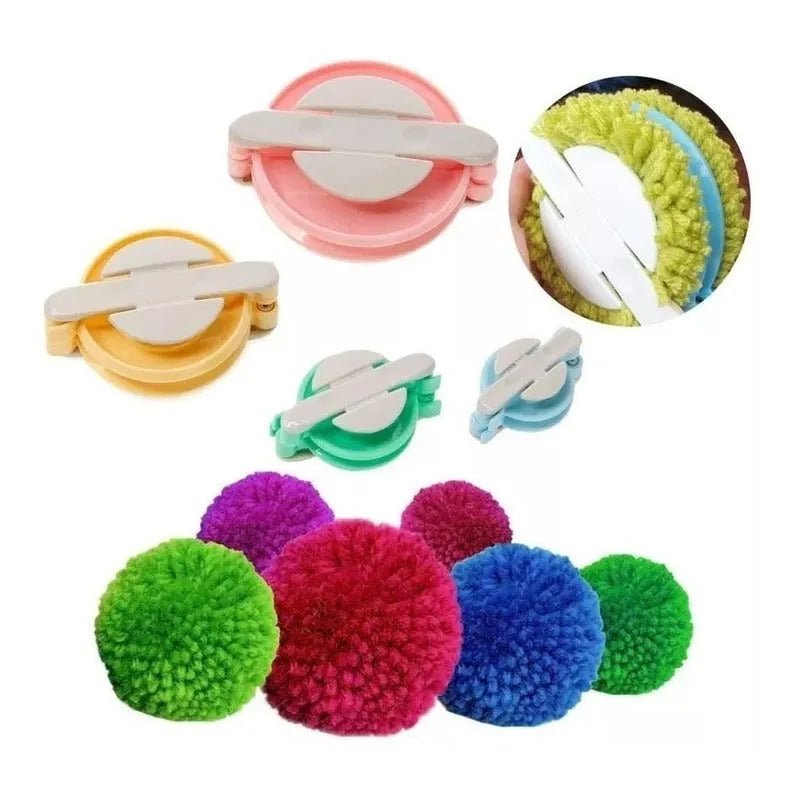 Set 4 Telares Circulares Con Aguja Y Ganchillo + Pomponeras - Baúl de Ayün