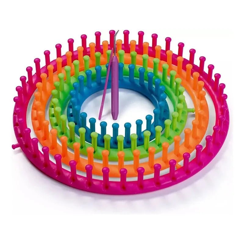 Set 4 Telares Circulares Con Ganchillo Y Aguja, En Caja - Baúl de Ayün