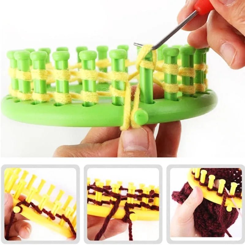 Set 4 Telares Circulares Con Ganchillo Y Aguja, En Caja - Baúl de Ayün