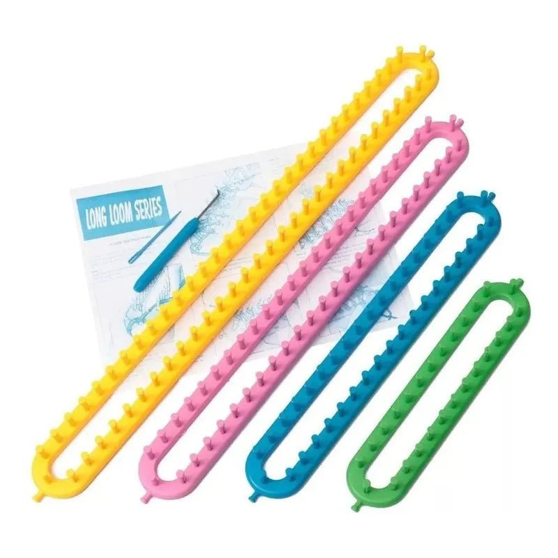 Set 4 Telares Rectangulares Aguja Y Ganchillo + Pomponeras - Baúl de Ayün