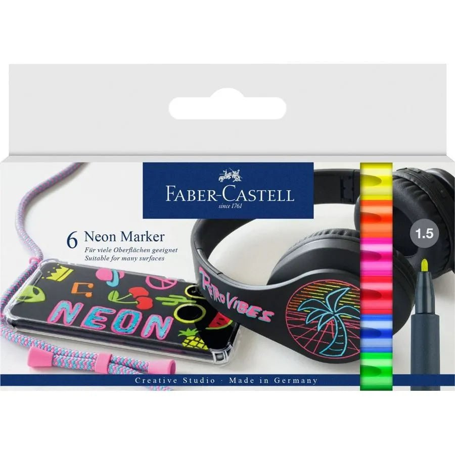 Set 6 marcadores NEON Faber Castell - Baúl de Ayün