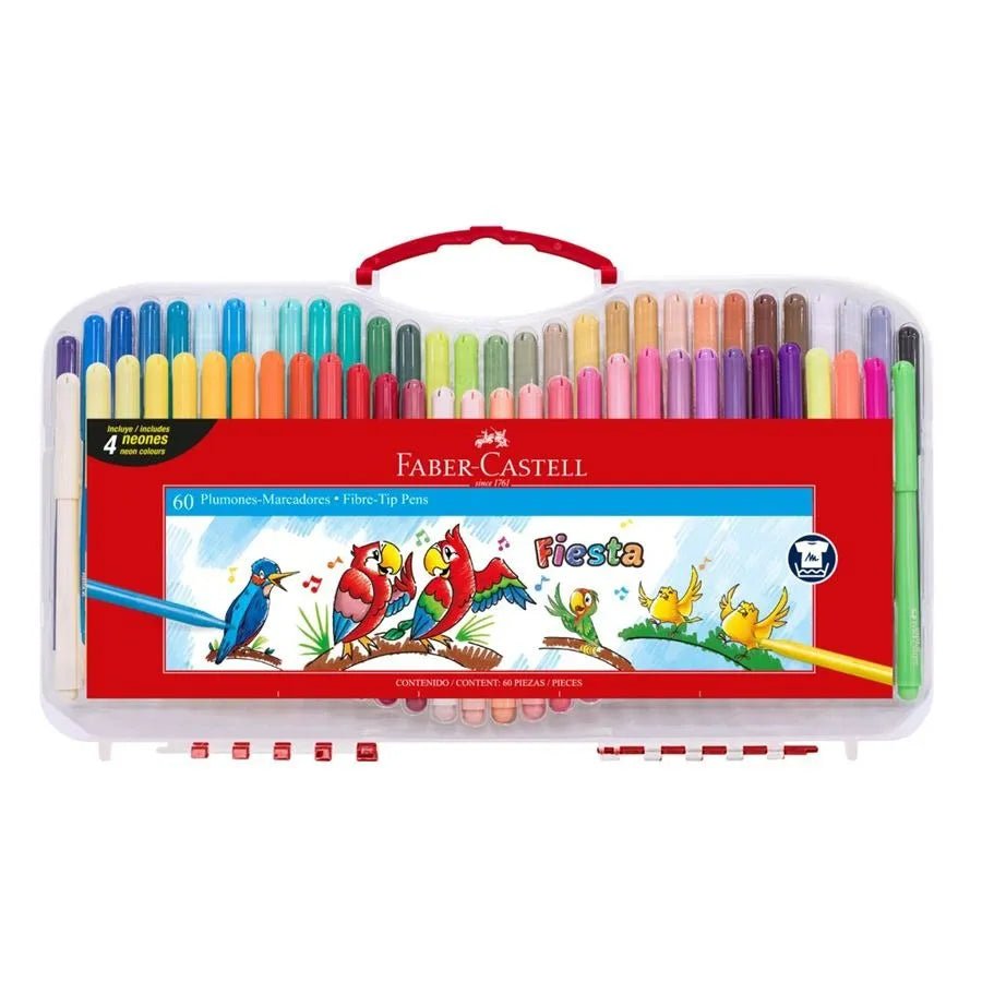 Set 60 Marcadores Fiesta estuche rígido Faber castell - Baúl de Ayün
