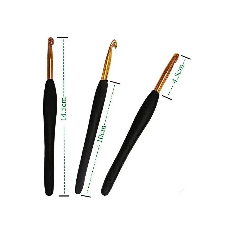 Set 8 Crochet Mango De Plástico (2.5 A 6mm) Punta Dorada - Baúl de Ayün