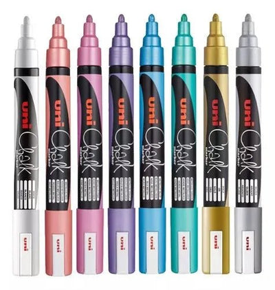 Marcadores Uni Chalk 5M punta media – 8 colores brillantes