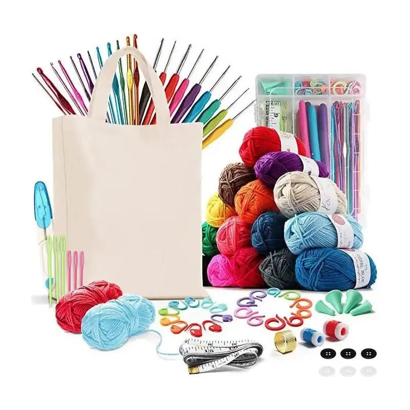 Set Completo De Crochet Accesorios Y Lanas + Tote Bag 79 Pcs - Baúl de Ayün