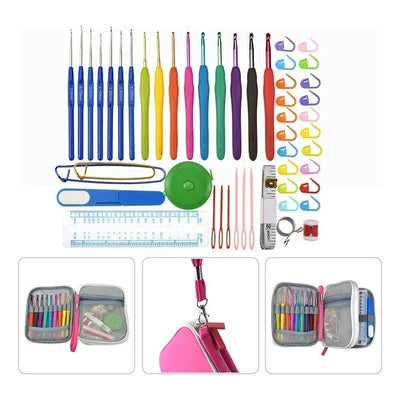 Set Completo De Crochet Con Estuche Fucsia - Baúl de Ayün