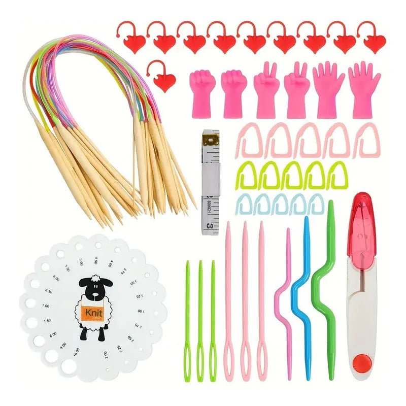 Set Completo Palillos Circulares Y Accesorios Para Tejer - Baúl de Ayün