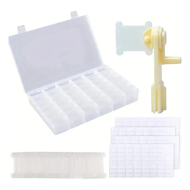 Set De 100 Bobinas Para Hilo + Bobinador Y Caja Organizadora - Baúl de Ayün
