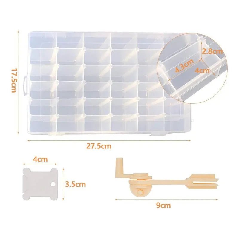 Set De 100 Bobinas Para Hilo + Bobinador Y Caja Organizadora - Baúl de Ayün