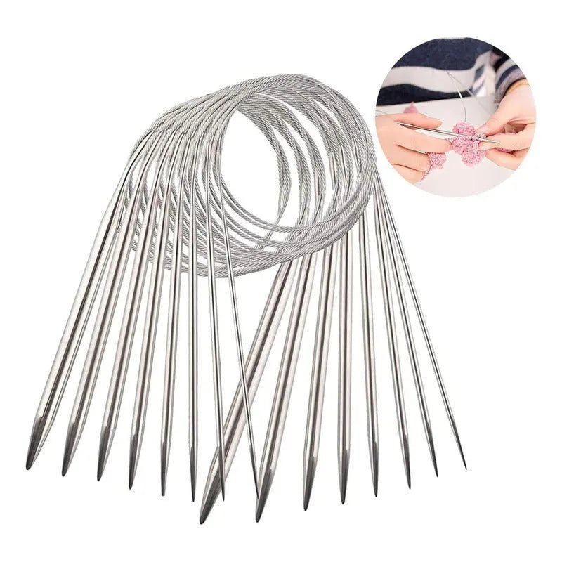 Set De 11 Palillos Circulares De Acero Inoxidable - Baúl de Ayün