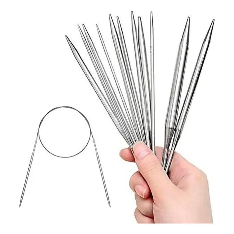 Set De 11 Palillos Circulares De Acero Inoxidable - Baúl de Ayün