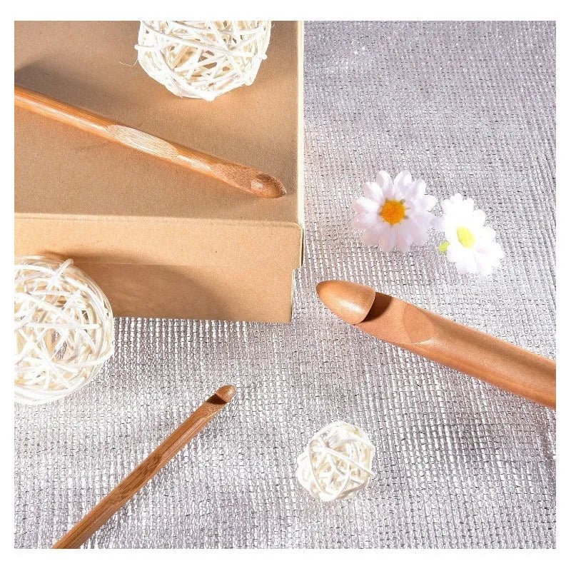 Set De 12 Crochet Bambu Madera (3mm A 10mm) - Baúl de Ayün