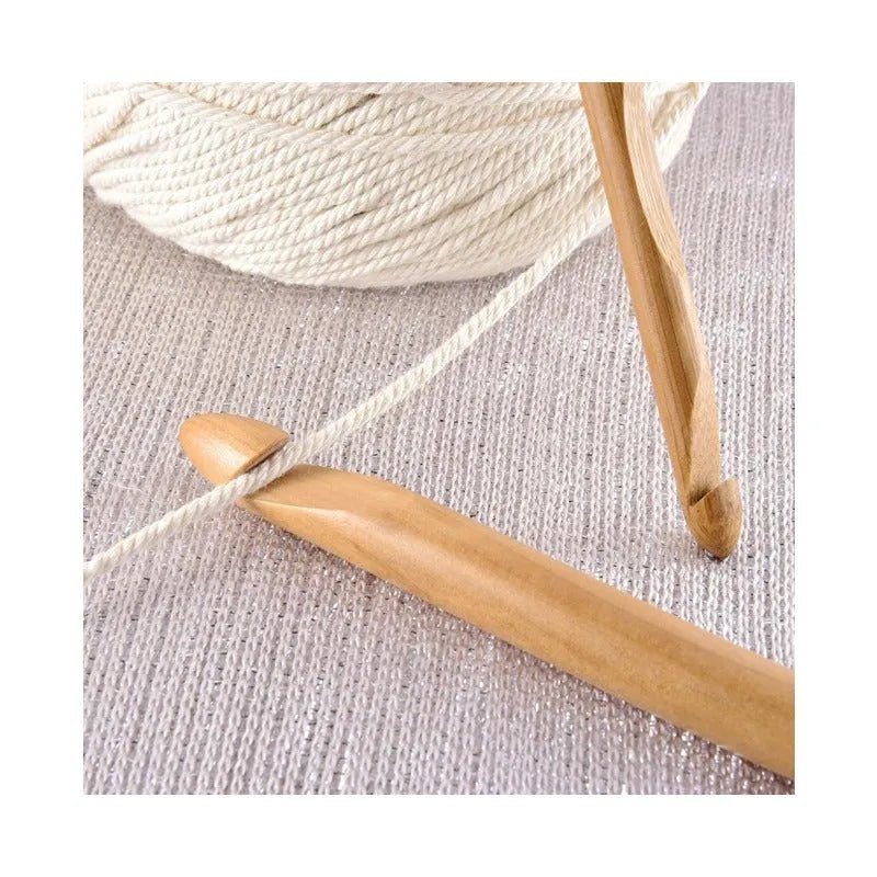 Set De 12 Crochet Bambu Madera (3mm A 10mm) - Baúl de Ayün