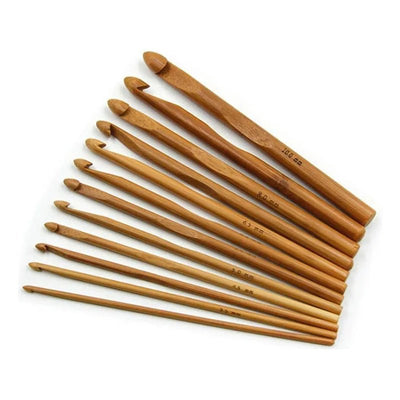 Set De 12 Crochet Bambu Madera (3mm A 10mm) - Baúl de Ayün