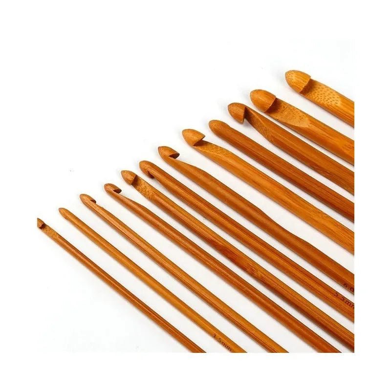 Set De 12 Crochet Bambu Madera (3mm A 10mm) - Baúl de Ayün