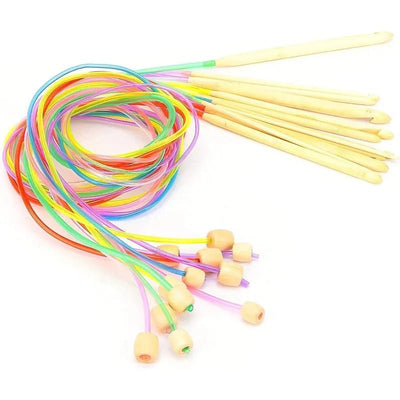 Set De 12 Crochet Tunecinos De Bambu 110cm De Largo Total - Baúl de Ayün