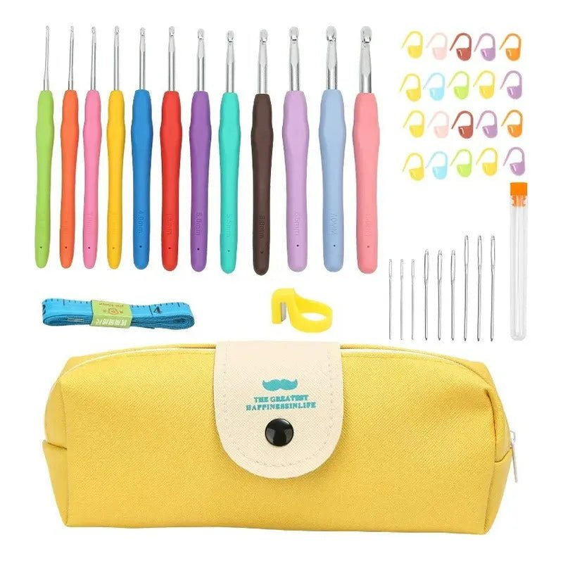 Set De 12 Crochet Y Accesorios - Incluye Lindo Estuche - Baúl de Ayün